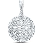 FB JEWELS 925 Sterling Silver 1/3 CTW Diamond The World Is Yours Mens Charm Pendant