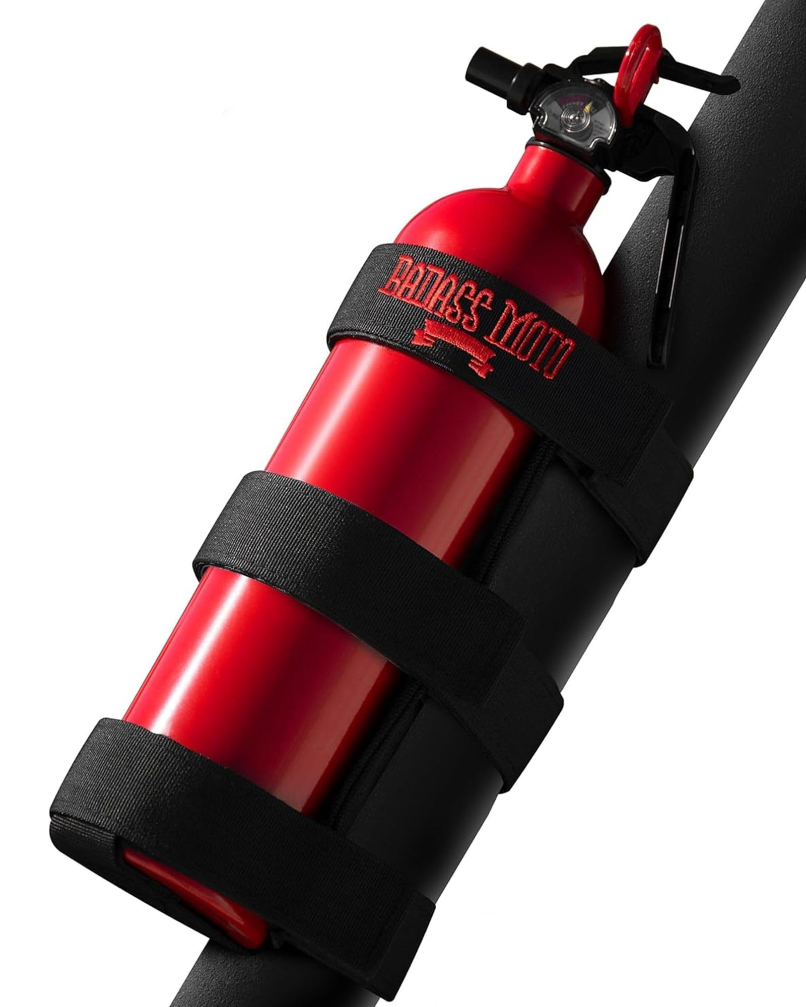 Badass Moto UTV Fire Extinguisher Mount. Roll Cage Holder with Stainless Steel D-Rings Fits Polaris RZR, Can-Am, Kawasaki, Honda, Yamaha 1.7–2.25 inch Bars. No Tools Needed Non-Scratch SxS Accessories Image