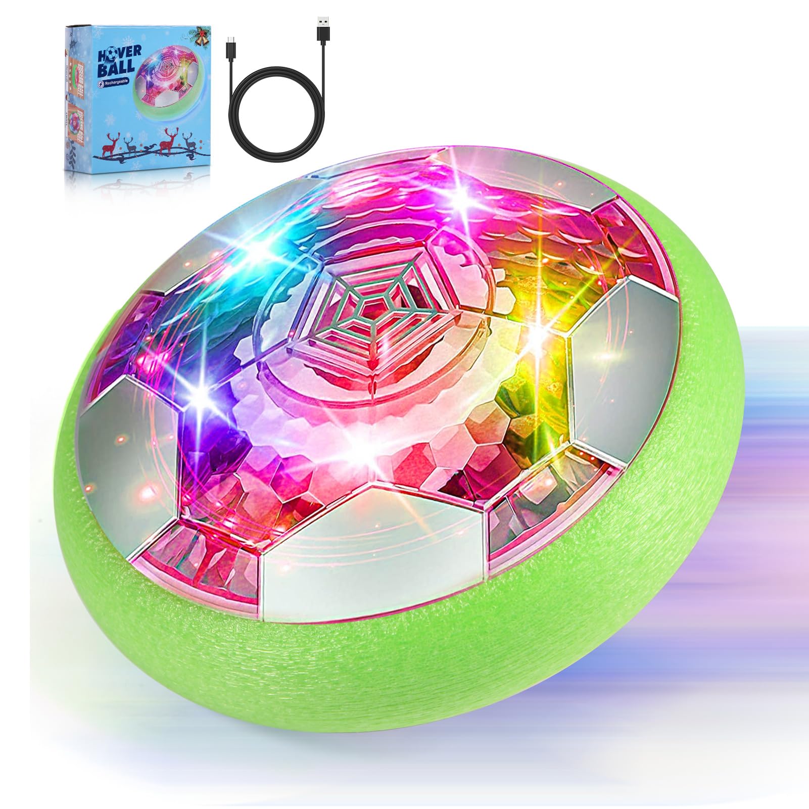 OMWay Hover Football, Christmas Birthday Football Gifts for Boys Kids Ages 3-12, Rechargeable LED Air Power Indoor Football Games Toys — image 1