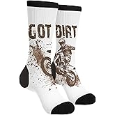 FWSXIVN Got Dirt Bike Motorcross Racing Casual Cool 3D Printed Novelty Graphic Crew Tube Socks - Black, Men: 7.5-12, Women: 5.5-10