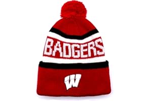 C5 SPORTS Officially Licensed University Wisconsin Cuffed Knit Pom Beanie Hat Classic Edition Team Logo Cap