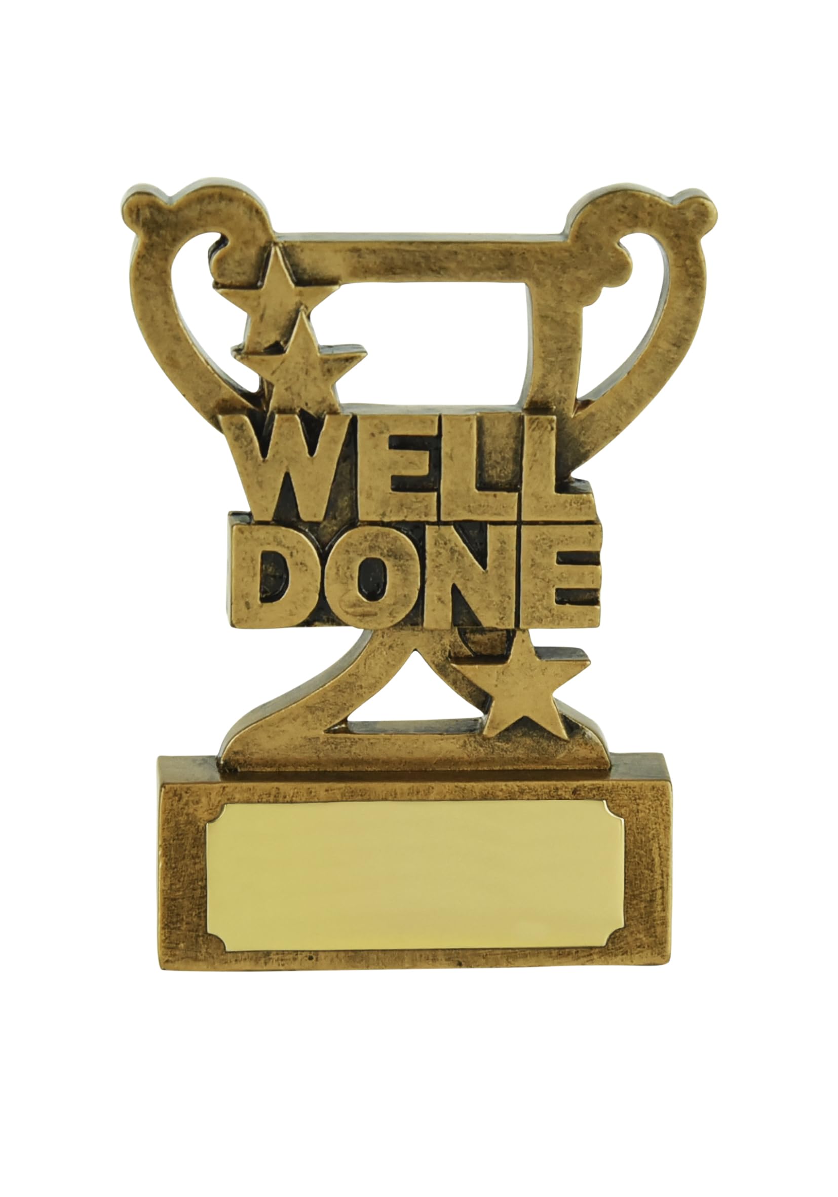 SilverTrophy: Well Done Congratulations Mini Cup Trophy Award for Winner, Champion, Prize-Winner, Gold Medal, Motivational, Hard Work, Success, Star Ornament Achievement Affordable Prize