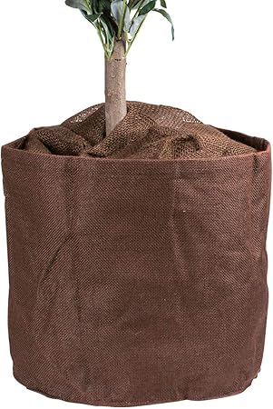 Afp Jute Ubertopf Braun Dekorativer Blickfang Draussen Vor Der Tur Schutzt Im Winter Kublpflanzen Vor Frost Winterschutz Pflanzen 2 Jutesackchen Gratis Amazon De Garten