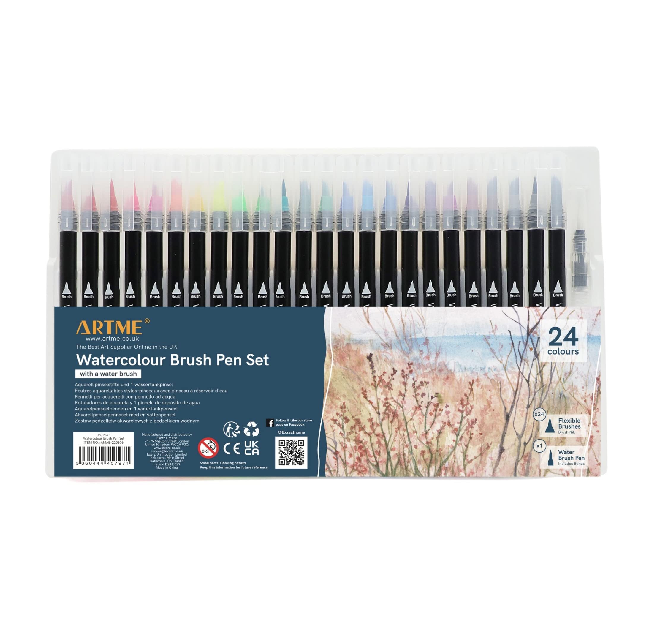 Artme Watercolour Brush Pens 24 Colours + 1 Water Brush