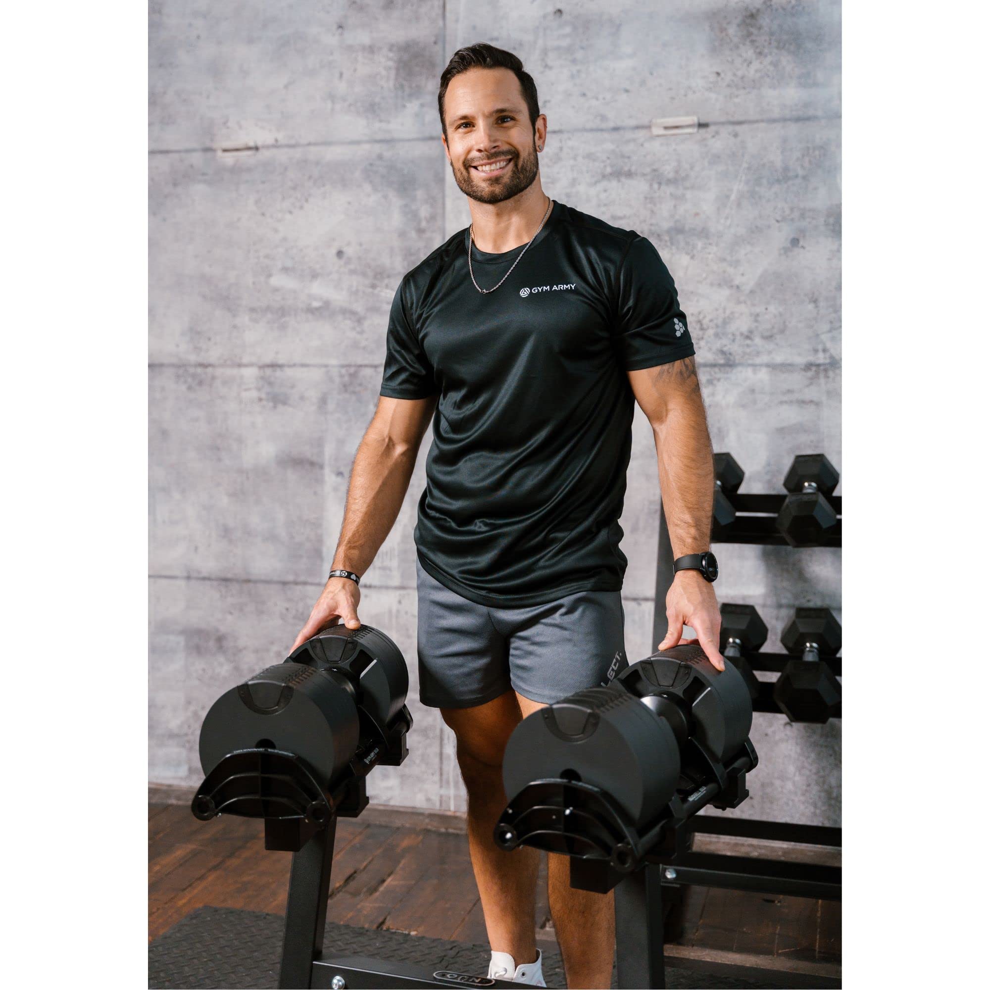 Upgraded Aluminum NÜOBELL Adjustable Dumbbells 5-80lbs - Gym Army Nuobell 580 - Adjustable dumbbell free weights for men and women (PAIR)