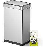 EKO 13.2 Gallon Touchless Motion Sensor Kitchen Trash Can, Stainless Steel | 50L| Stainless Steel | Soft-Close | Fingerprint-Resistant | Bucket-Free Interior |Automatic Garbage Can| Recycling Bin