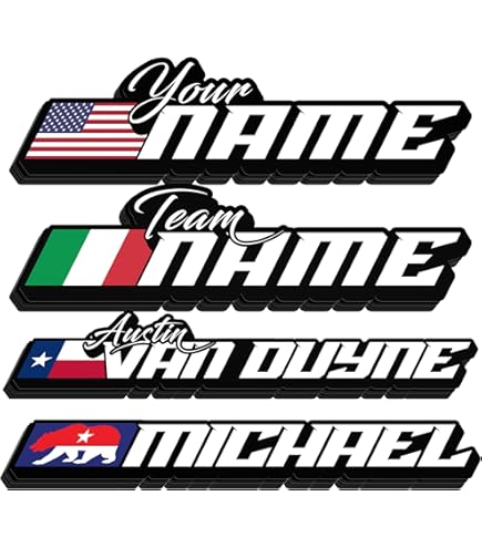 4 Piece Custom Bicycle Name Decal Set - Black & White USA Flag Bike Stickers