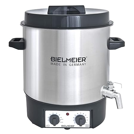 Bielmeier 495400 Einkoch und Glühwein-Vollautomat, 27 L, 1/2 Zoll Edelstahl-Auslaufhahn, 1800 W, BHG 495.4