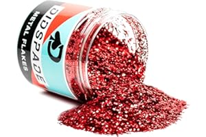 DIDSPADE 2oz Roulette Red 0.025" Large Red Metal Flake Solvent Resisitant Glitter | Paint Metal Flake | Flake for Automotive Spray and Spray Painting | Glitter for Epoxy Resin
