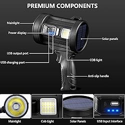 MIXILIN Rechargeable Spotlight, 90,000 Lumens