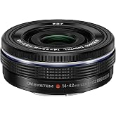 OM SYSTEM Olympus M.Zuiko Digital 14-42mm F3.5-5.6 EZ Black for Micro Four Thirds System Camera, Compact 3X Zoom Lens