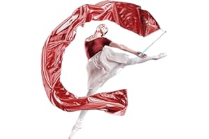 RoundFunny 98" Dance Streamer with Scalable Rod, Gymnastics Dance Ribbon Artistic Twirling Ribbon, Church Worship Adoration Dance Banner for Dancer and Church Liturgical Praise(Red)