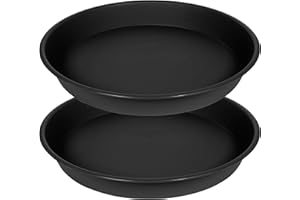 Angde 2 Pack of Plant Saucer 14 inch, Plastic Plant Saucers 14" Round, Flower Trays for Indoors Outdoor, Plant Drip Trays for Pots, Plant Water Tray for Planter 13-15" (14", Black)