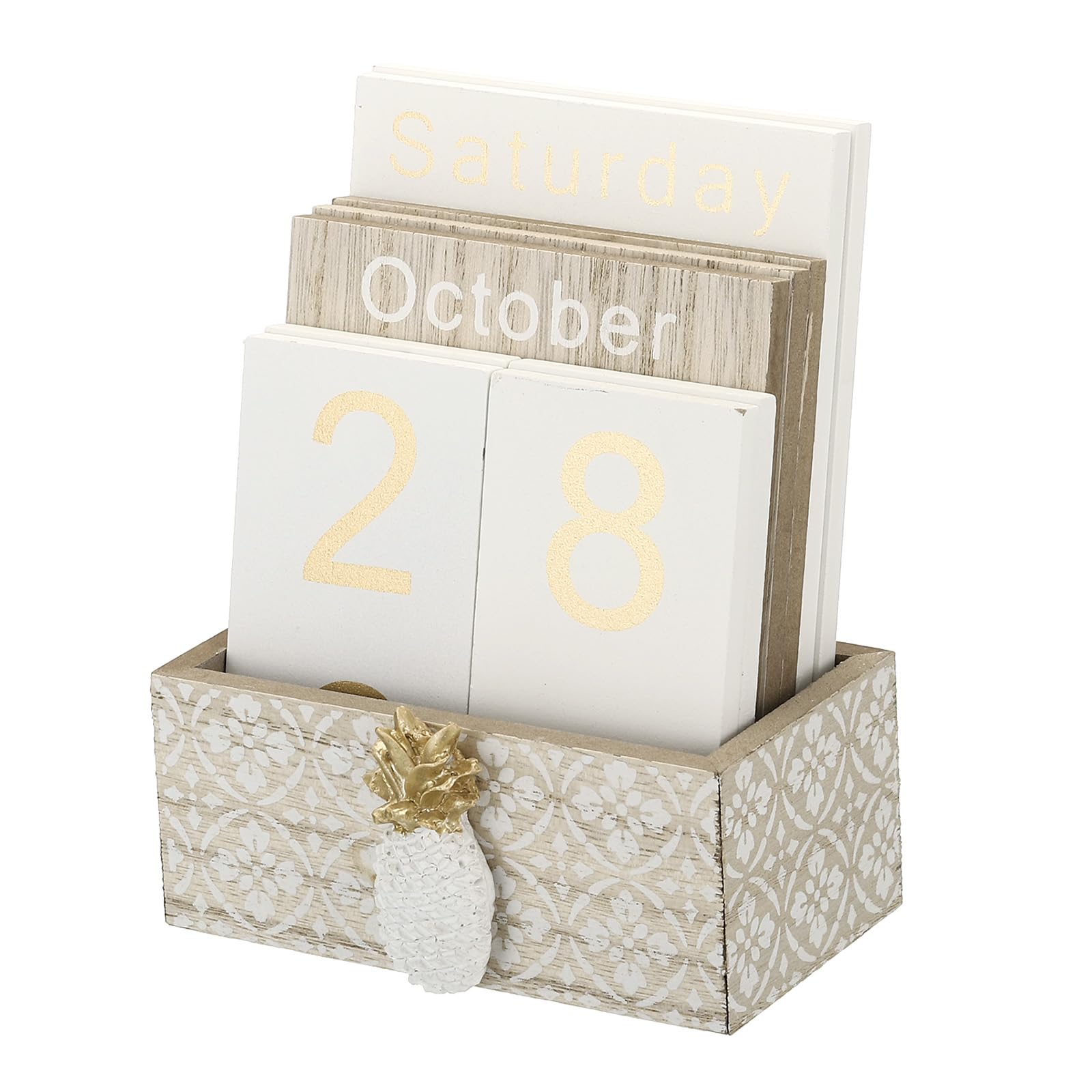 YOKIVE Wooden Block Perpetual Calendar for Desk, Style 1 Wood Month Date Display Blocks, Great for Daily Desktop Shop Bar Desk Decor (Brown)