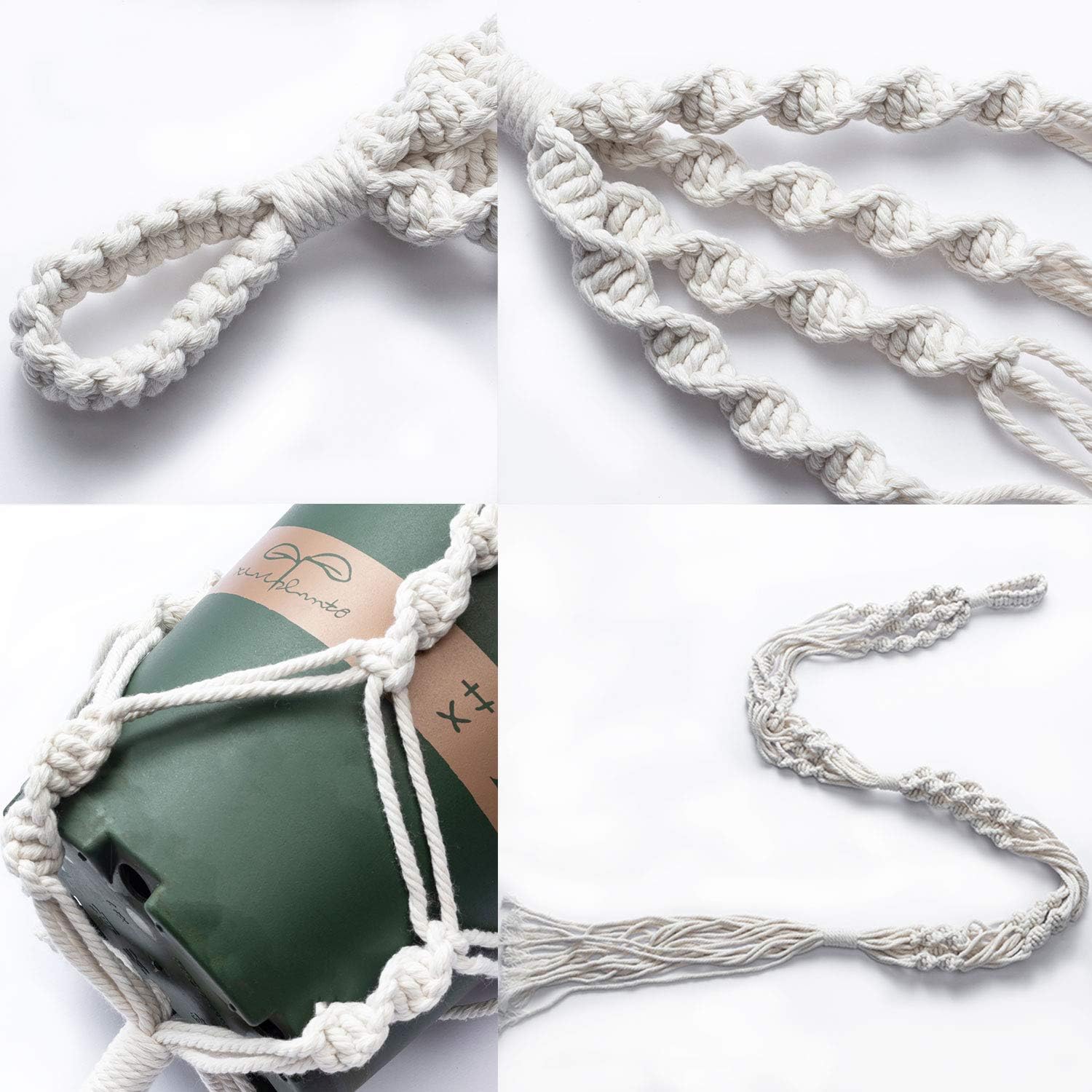 Macrame Plant Hangers 4 Pcs  - Different Hanging Planters Decorative Flower Pot Holder Stand Handmade Cotton Rope, Indoor Outdoor Boho Home Decor, 4 Legs, 4 Size, Different Tiers, 8 Hooks: Garden & Outdoor