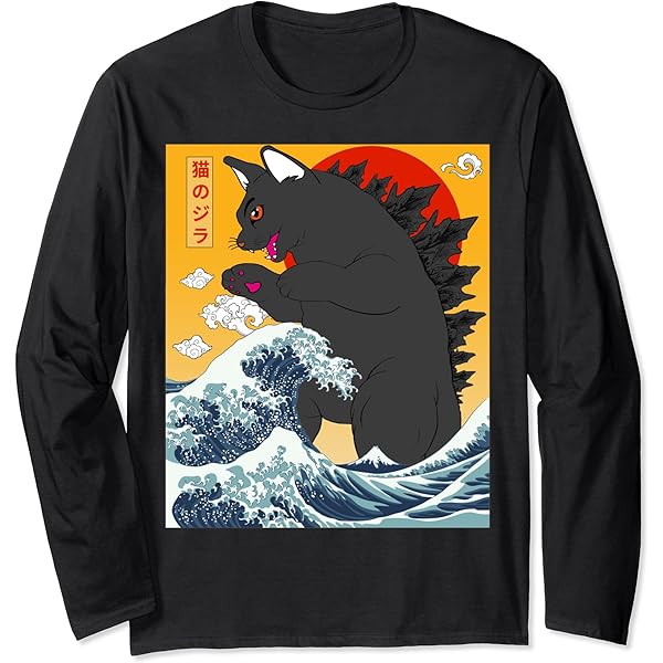 トップス CAT PRINTED TEE(BLACK, 38) Amazon.com: Catzilla Black Cat Japanese Funny Cat Gifts For