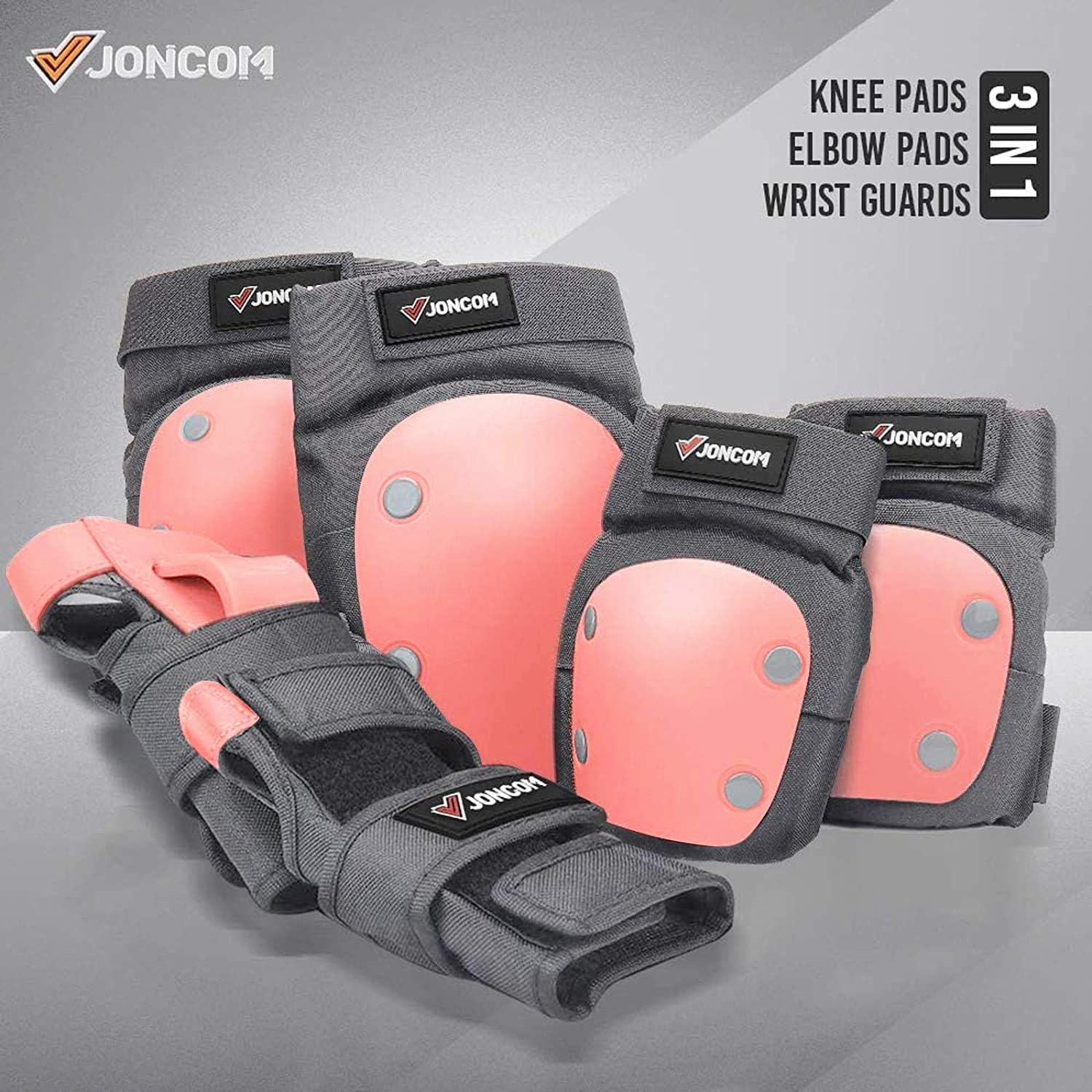 JONCOM Kids Youth Adult Skateboard Elbow Pads Knee Pads with Wrist Guards 3 in 1 Protective Gear Set for Skateboarding Skating Cycling Biking Bicycle Scooter : Sports & Outdoors