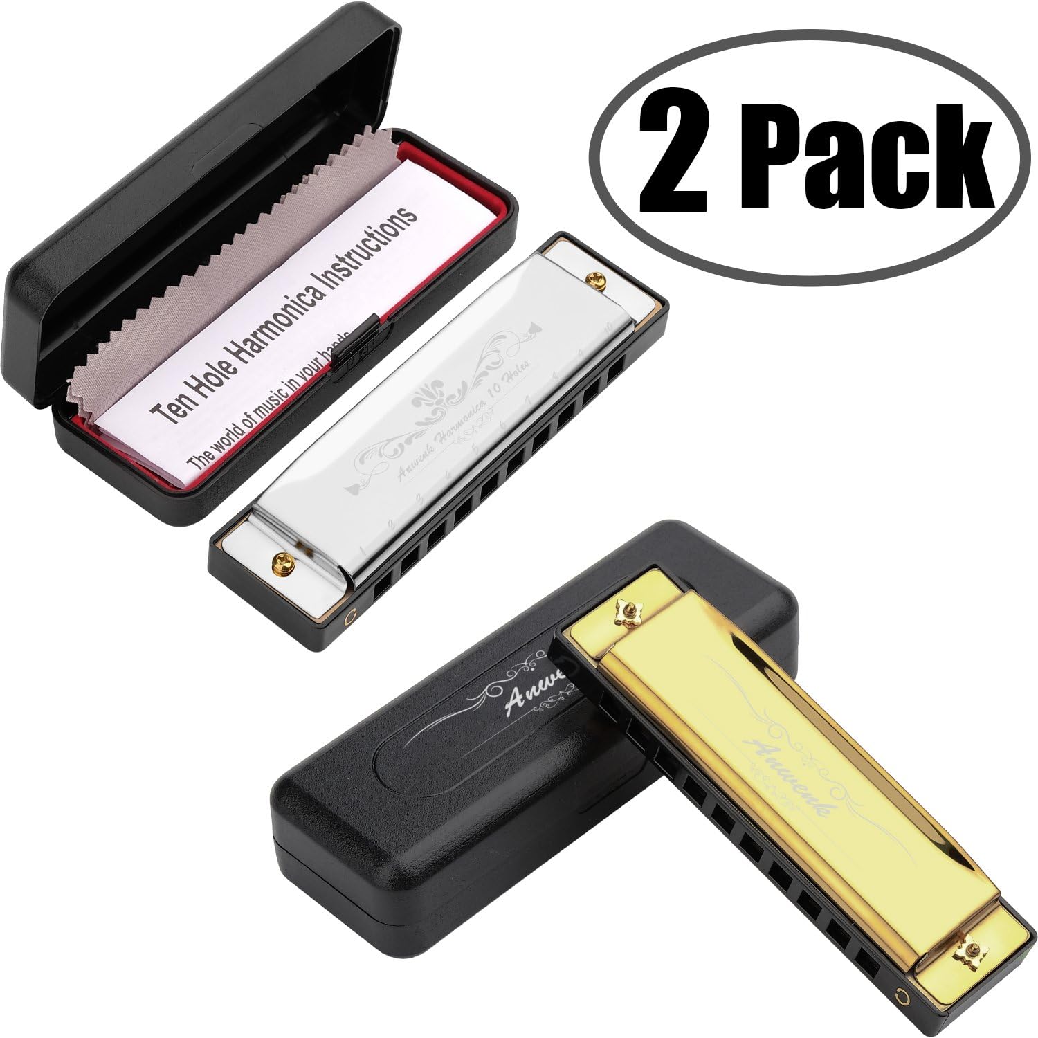 Harmonica for Kids, Anwenk 2Pack Harmonica Key of C 10 Hole