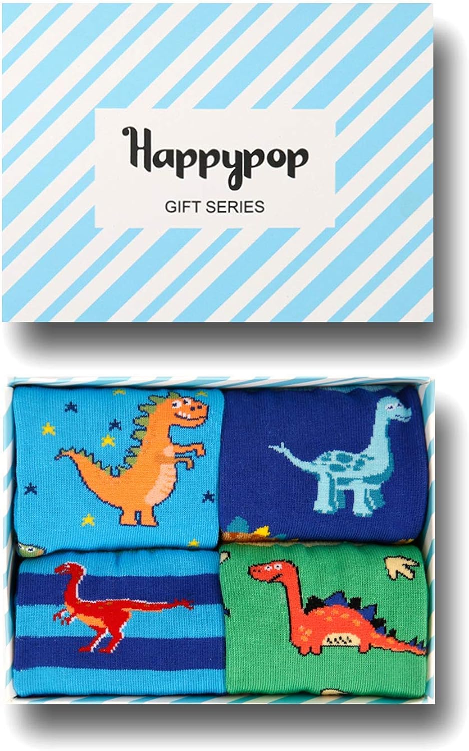 HAPPYPOP Boys Crew Socks Novelty Crazy Shark Animal Space Sports Food Socks for Kids Gift Box: Clothing