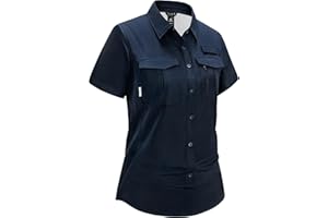 Haimont Women's Sun Protection Fishing Hiking Shirts Button Down Short Sleeve Water Resistant Quick Dry Outdoor