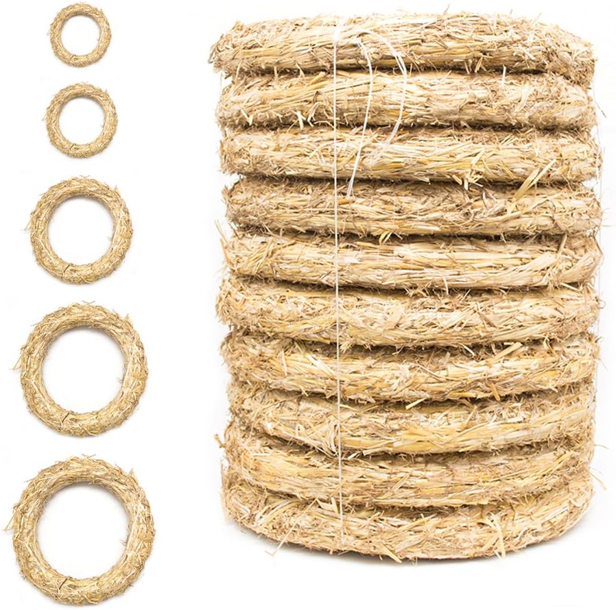 DekoPrinz Straw wreaths, 10 pc | ø 25 cm diameter, 4 cm girth straw wreaths, door wreath, decorative wreath, blank wreath, straw wreath