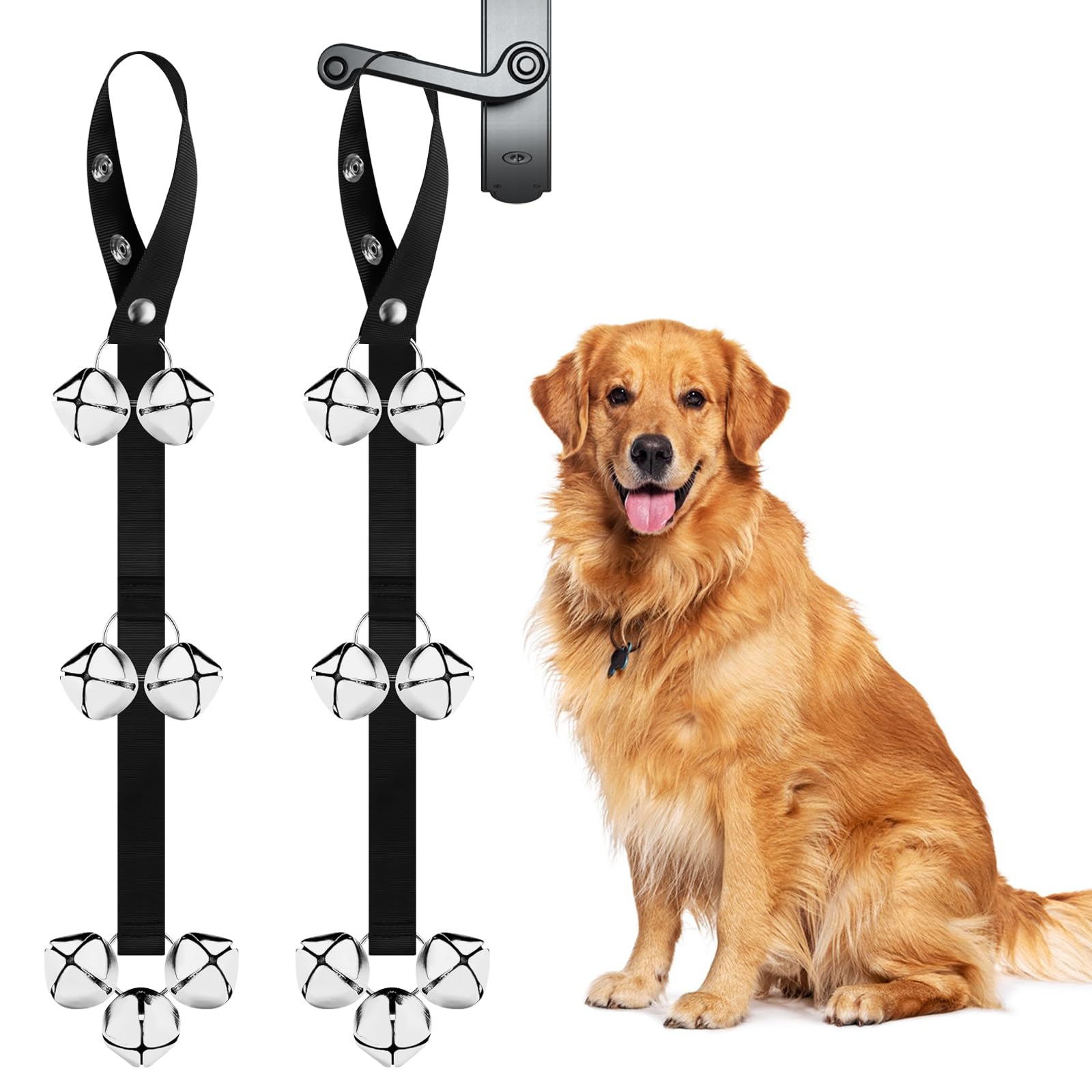 YHTCC 2 packs of dog doorbells, adjustable length dog training doorbell hung on the door knot, with 7 loud jingles, used for dog toilet training dog bells
