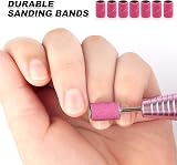 SenZee 240 Grit Sanding Bands for Nail Drill 100 Pcs Pink with Mandrel Kit view 3