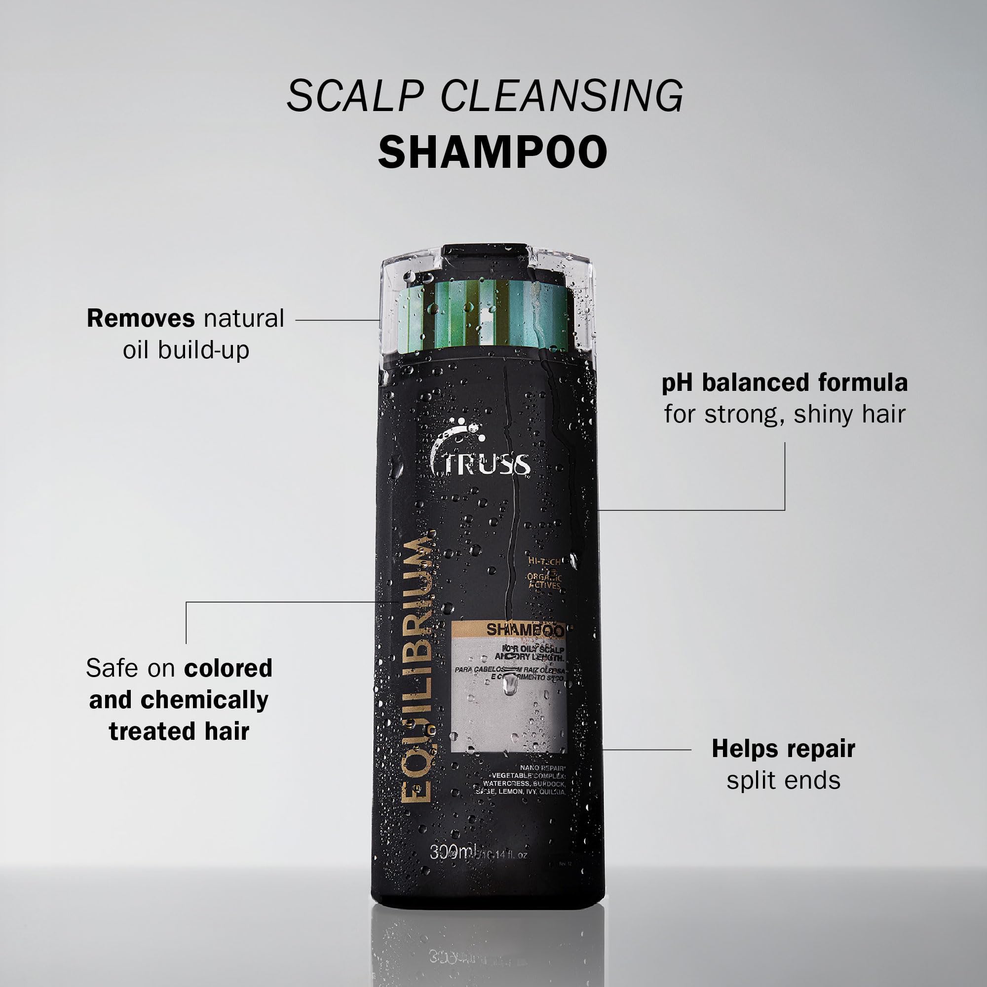 Truss Equilibrium Shampoo for Oily Hair with Dry Ends - Cleans Scalp Balancing Excessive Oiliness In The Roots While Hydrating Hair Leaving it Strong & Vibrant. Prevents Dry Split Ends & Add Shine