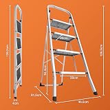 VonHaus 4 Step Folding Step Ladder Steel 150kg Capacity White view 7