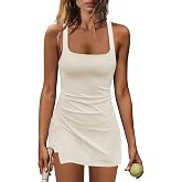 Nirovien Womens Tennis Dress Athletic Dresses Golf Outfits | Buttery Soft Stretchy Flattering, Activewear Dress with Built in Shorts, Lightweight Breathable, Racerback Romper Dresses