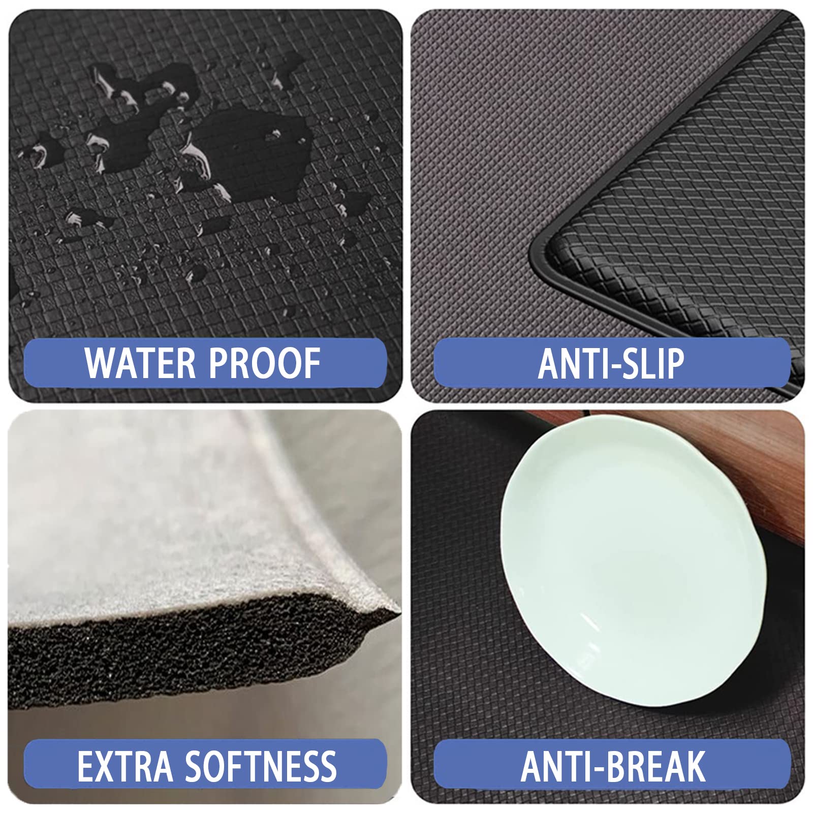 Bulijojo Green Eucalyptus Anti Fatigue Kitchen Floor Mats Set of 2 Waterproof Kitchen Sink Runner Rug Standing Mat Cushioned Kitchen Rugs Comfort Doormat 17"x47"+17" x30“ - Image 3