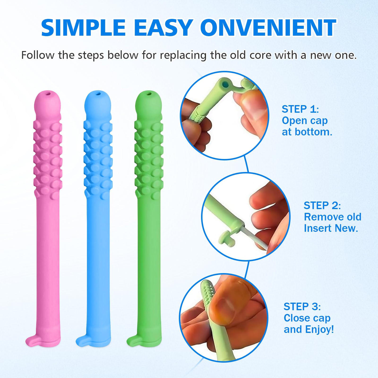 Chewable Breather Quit,3PCS Chewable Essential Oil Breath Stick,Breather Stick with Essential Oil for Aromatherapy on The Go Natural Focus