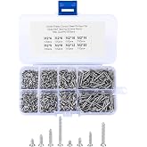 800 Pcs M2 Flat Head Self Tapping Screws, Small Cross Drive Head Self Tapping Woodworking Fastener Screws, Carbon Steel Self Drilling Screws Assortment Kit, 4/5/6/8/10/12/16/20mm