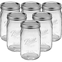 Bedoo Wide Mouth Mason Jars 32 oz with Lids and Bands 6 PACK, Quart Mason Jars with Airtight Lids , Clear Glass Mason…