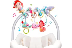 Koty Carseat Toys Hanging, Blue Mermaid Stroller Toys for Babies 0-6 Months, Baby Car Seat Toy with Crinkle, Teether, Music Box, Rattle, BB Squeaker for Babies Boys Girls Gifts (Blue Mermaid)