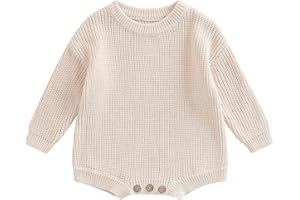 FYBITBO Baby Girl Boy Sweater Knit Oversized Pullover Sweatshirt Romper Onesie Warm Fall Winter Clothes Outfit Newborn