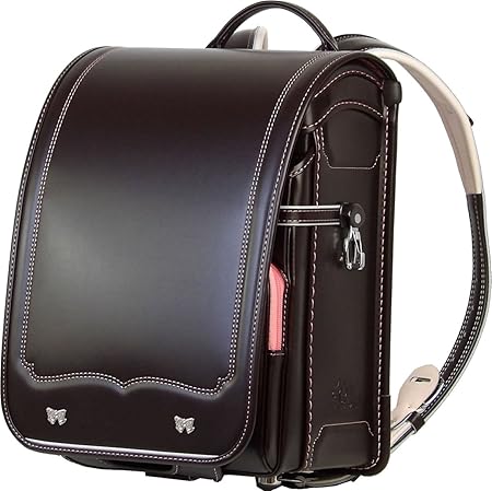 Amazon Co Jp ふわりぃ コンビステッチ ランドセル キラキラリボンバッジ仕様 外せる持ち手ハンドル付 ａ４ブックファイル 収納サイズ セピア こげ茶 ピンクステッチ おもちゃ