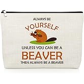 Beaver Makeup Bag Thank You Gifts for Beaver Lovers Cosmetic Bag Inspirational Present for Animal Lover Gifts for Women Daughter Sister Best Friend Mothers Day Birthday Present Travel Zipper Pouch