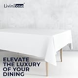 LivinEase 140x200cm White Tablecloth - Cotton Blend for 4-6 Seater view 7