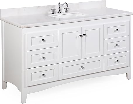 Cocina Baño Colección kbc38601wtwt Abbey solo fregadero armario de baño