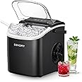 EUHOMY Countertop Ice Maker Machine with Handle, 26.4lbs Per Day, 9 Ice Cubes Ready in 6 Mins, Auto-Cleaning Portable Ice Mak
