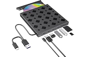 ​​MAHAHUM External CD/DVD Drive for Laptop Mac, USB 3.0 & Type-C 8-in-1 Portable CD Burner/Player/Reader Plug & Play DVD Driv