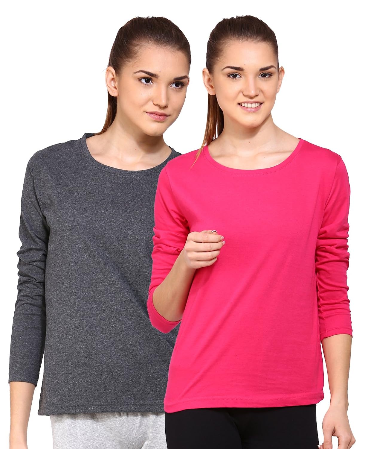 ap'pulse women's long sleeve t shirt(combo pack of 2)