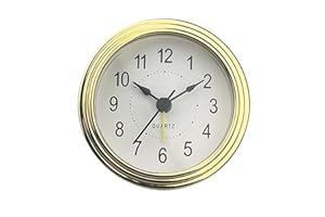 78mm Clock Insert Easy Reading Arabic Numerals Gold Trim Round Insert Snooze Movement for Art Craft Projects Movement