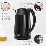 Bosch DesignLine Kettle 1.7 L 3000W Stainless Steel Black view 4
