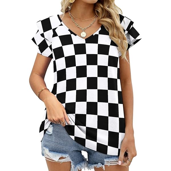 トップス WofG Logo plaid pattern Tee Vince - Topanga Off White & Pink Plaid Short Sleeve Shirt