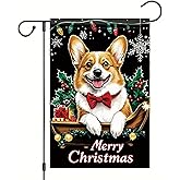 Saoplasa Christmas Garden Flag 12x18 Inch Corgi Dog with Red Bow and Gifts Merry Christmas Outdoor Yard Porch Lawn Banner for Holiday Seasonal Home Decor