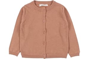 JELEUON Little Girls Cute Crew Neck Long Sleeve Button-Down Solid Cotton Fine Knit Cardigan Sweaters