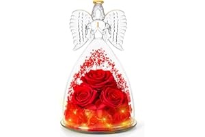 AGRUL Angel Roses Gifts for Grandma＆Mom,Forever Real Flowers Roses in Angel Figurines,Valentines Day Roses Gifts for Women Mom Her Wife Mother in Law/Red