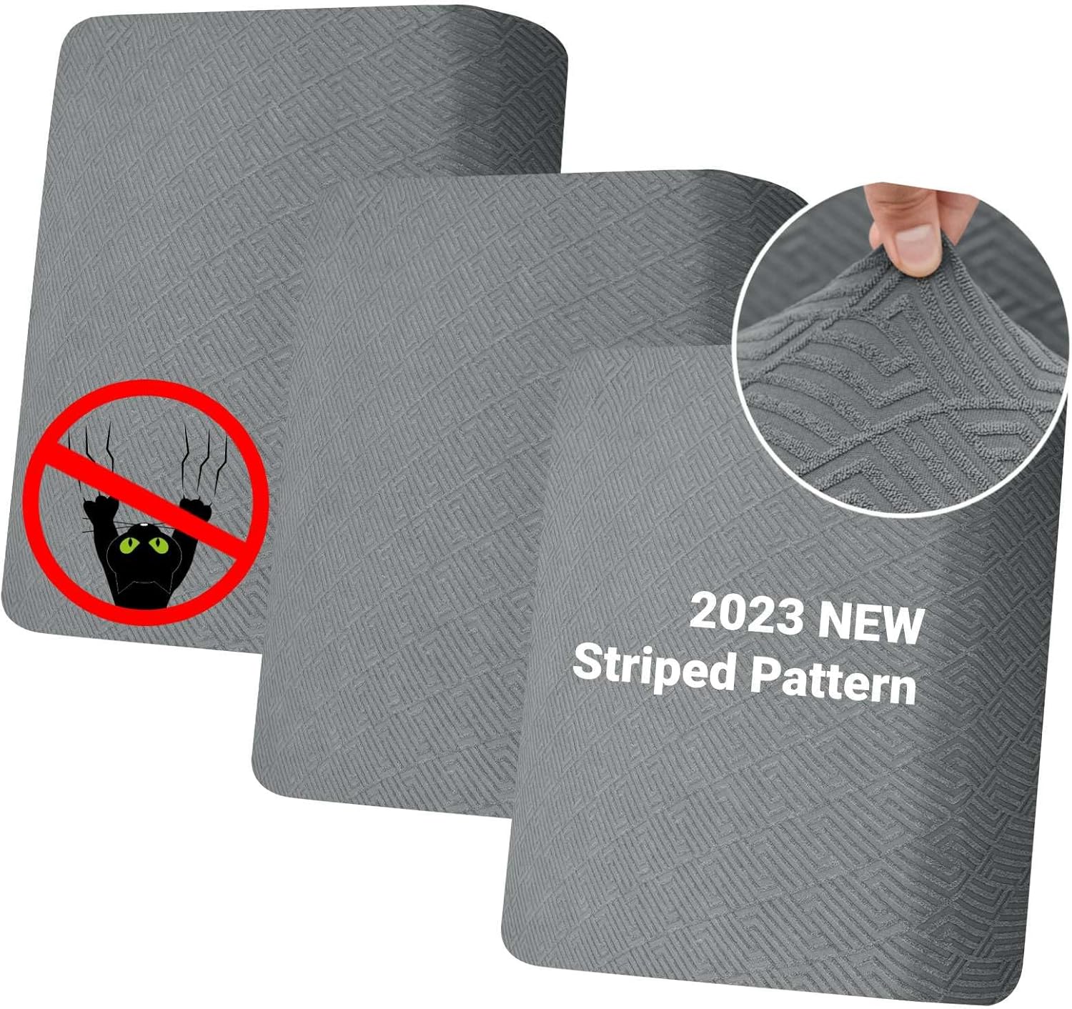 Slipcovers - ZNSAYOTX Stretch Individual Cushion Covers Sofa Cushion Couch Seat Covers Slipcovers Soft Replacement Unique Pattern Furniture Protector with Elastic Bottom (Light Gray, 3 Pc Cushion Cover)